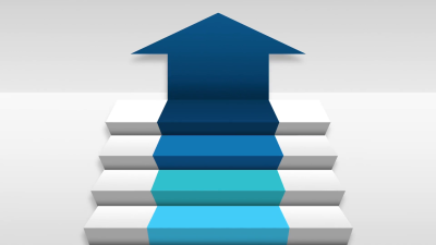 Four 3D stair step. arrow square intro title box diagram chart ...