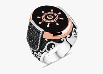 Nautical Sterling Silver Mens Ring - Blue Tigers Eye Ring, HD Png ...